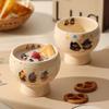 Cute Ceramic Footed Cup, Yogurt Fruit Oatmeal Breakfast Mug