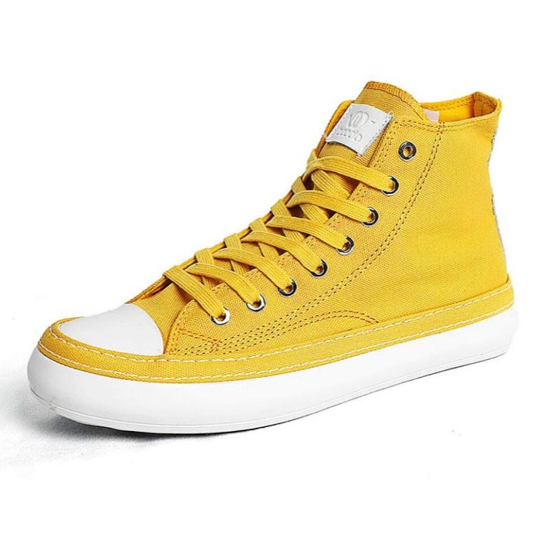 Men's High Top Canvas Shoes Black White Men Casual Sneakers Fashion Lace-up Vulcanize Shoes Cool Street Sports Brand Flats