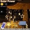 Solar Powered Star Moon LED String Lights Waterproof Garden Fairy Curtain Lights 8 Modes Wire Lamp For Wedding Christmas Decor