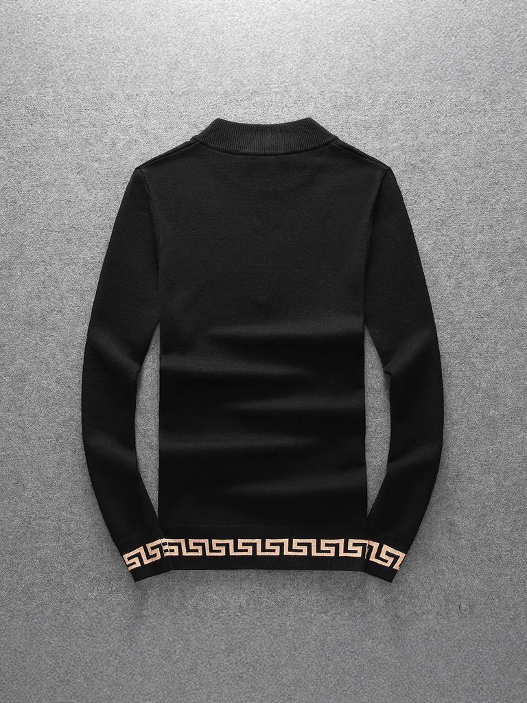 European Autumn/Winter Men's Slim Fit Embroidered Wool Half-Zip Sweater