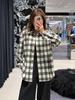 Plaid Unisex Wool Blend Loose Shirt - Spring 2026 Women's Casual Base Layer Top