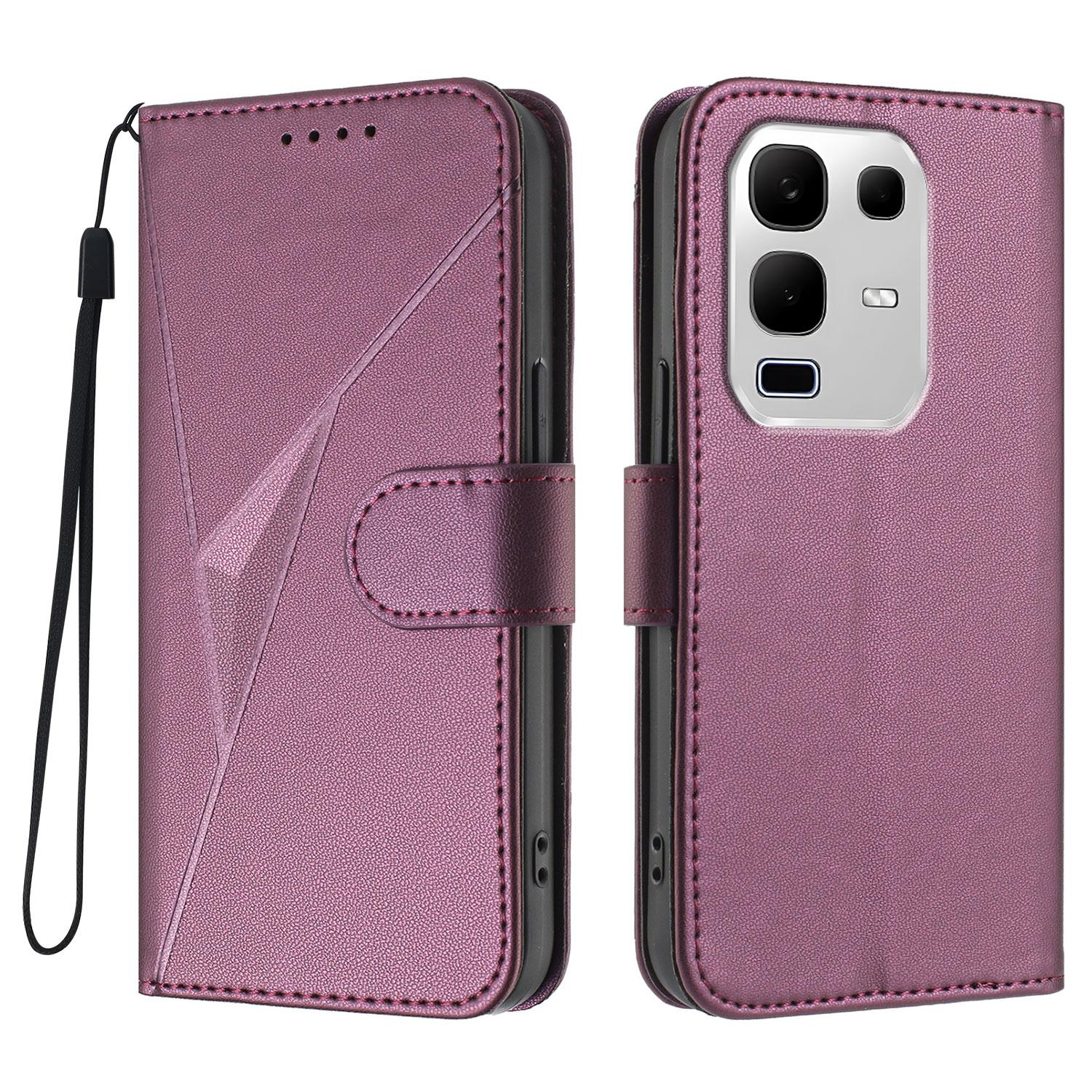 

For Infinix Note 50x 5G Case Triangle Imprint Leather Phone Cover with Lanyard Dark Purple