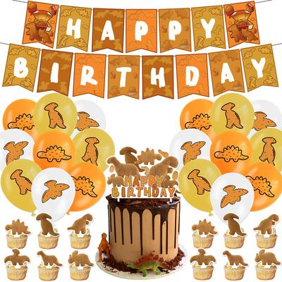32pcs Dino Chicken Nugget Party Supplies Include Cake Topper Banner Balloons