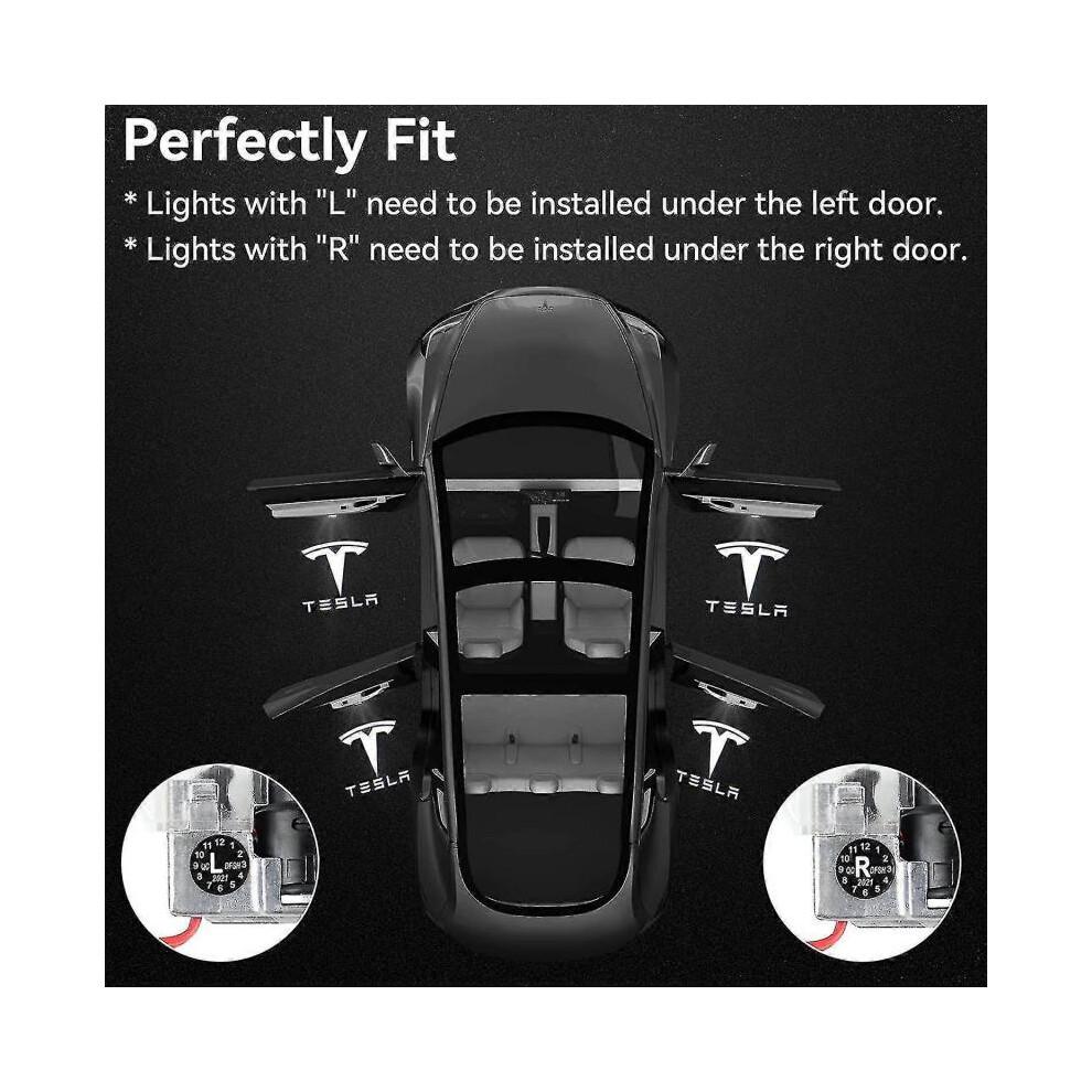 Türlogo Projektorlicht Willkommenslicht Trittlicht für Tesla Model 3 Model Y Model S Model X Autotürlicht Tesla Licht Tesla Zubehör, 4 Stück/Packung