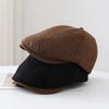 Vintage British Style Short Brim Baseball Cap Men Women Spring Versatile Solid Color Newsboy Hat Two-Way Wearable Forward Caps
