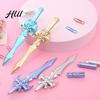 No Lag Gel Pen 2Pcs Ancient Swords Shape with Black Ink Martial Arts Weapon Design Smooth Writing Ballpoint for Students Novelty Stationery Gift Anime