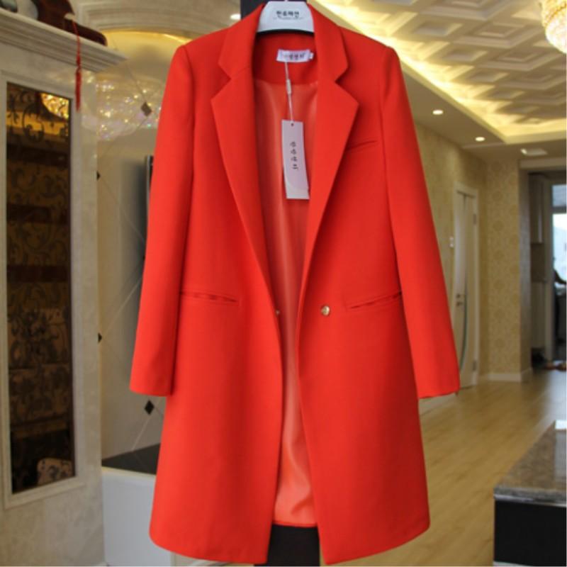 Women's Spring and Fall Korean Style In The Long Section of The Suit Jacket Long-sleeved Thin Straight Coat
