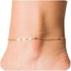 Dainty Ankle Bracelets for Women 18K Gold Plated Waterproof | Satellite Beaded Herringbone Lip Chain Anklets Simple Minimalist Summer Beach Foot