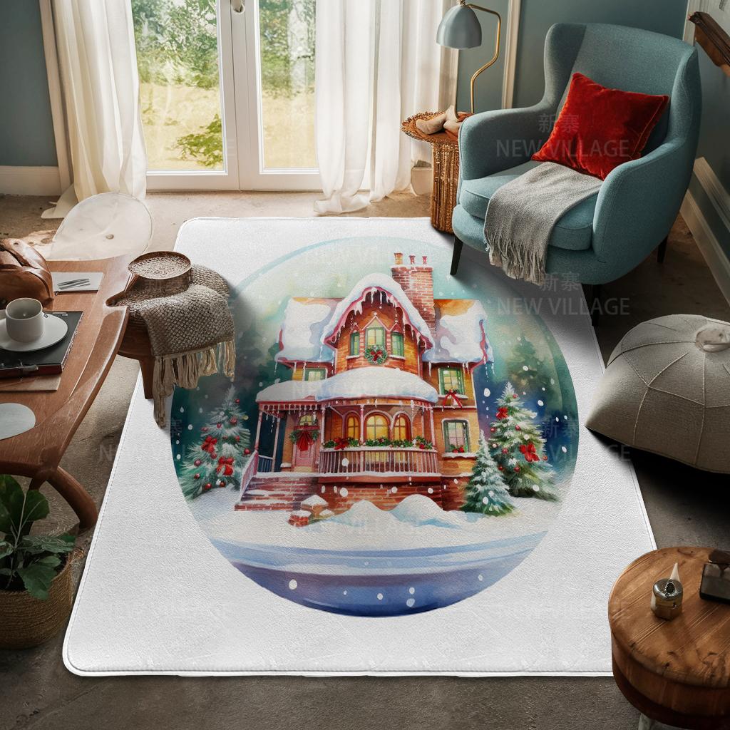House Entrance Carpet Home Door Mat Living Room Bath Foot Bathroom Non-slip Water Absorption Rugs Bath Merry Christmas Winter