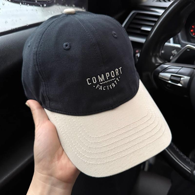 

Vintage Patchwork Women Baseball Cap Embroidered Letters Soft Top Duck Tongue Hat Ladies Girls Adjustable Casual Sun Hats Adjustable темно-синий