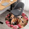 1 Stück Pferd Blumen Büro Runder Teppich, Unter Bürostühlen Schlafzimmer Wohnzimmer Heimdekoration, Teppich für Büro -1110119