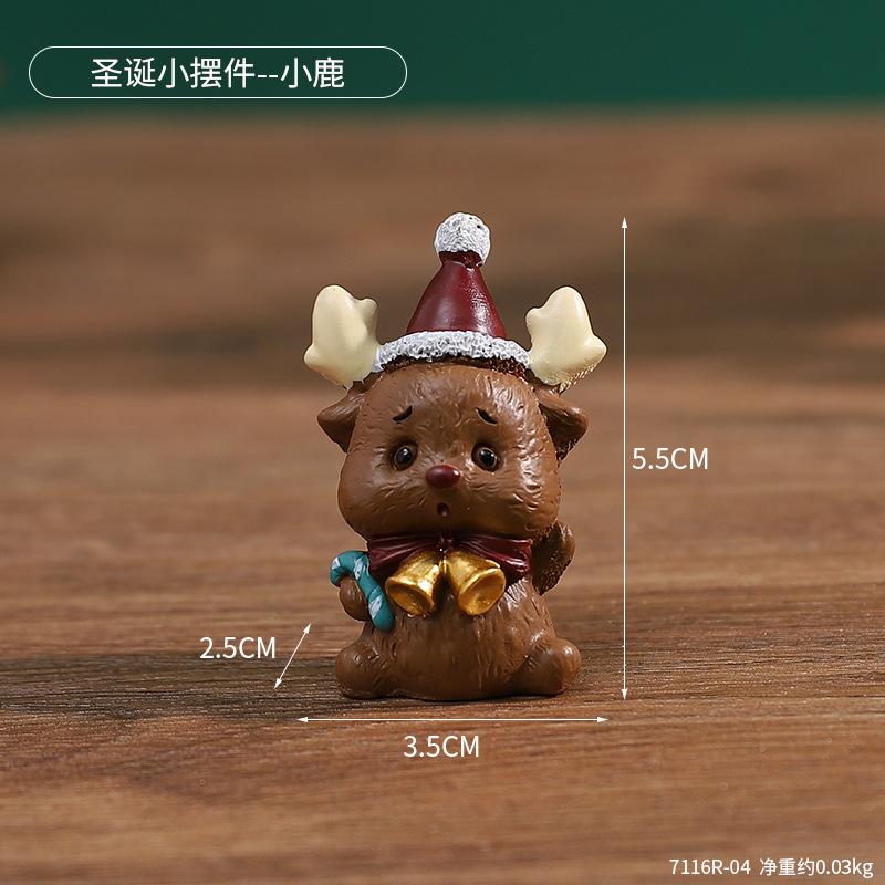 Christmas Mini Resin Figurines Christmas Decorations Ornament Desktop Cute Santa Clause Snowman Elk Ornament Navidad Xmas Decor