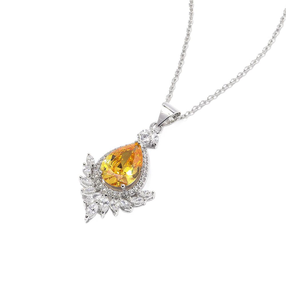 European and American Style Zircon Necklace Earrings Ring Three-piece Set, Water Drop-shaped Emerald High-end Bridal Dinner Jewelry 2026