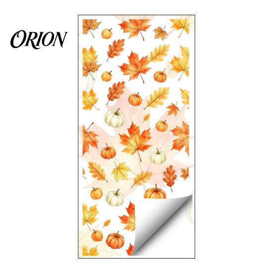 Creative Autumn Scene Stickers Watercolor Fall Static Window Clings, Maple Leaf & Pumpkin Removable Stickers, Easy Apply Decals Decal for Thanksgiving