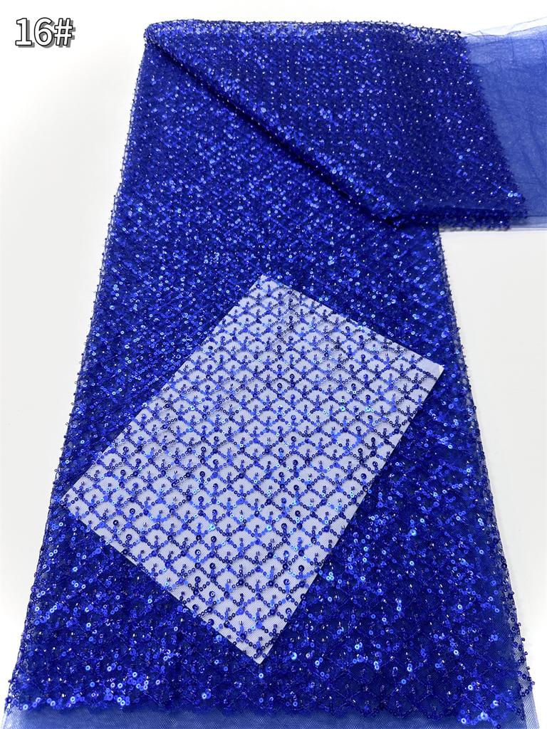 Sky Blue African Sequins Lace Fabric 2025 High Quality Lace Embroidery Nigerian Mesh Beads Fabric French For Wedding Party Dress