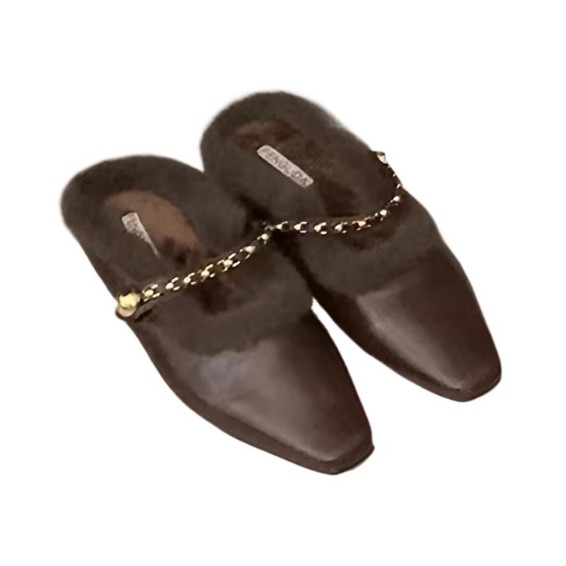 Leopardí dámské baleríny chlupaté pantofle ležérní žabky zimní nazouváky boty 2025 trend slingback krátký plyš móda mujer zapatos