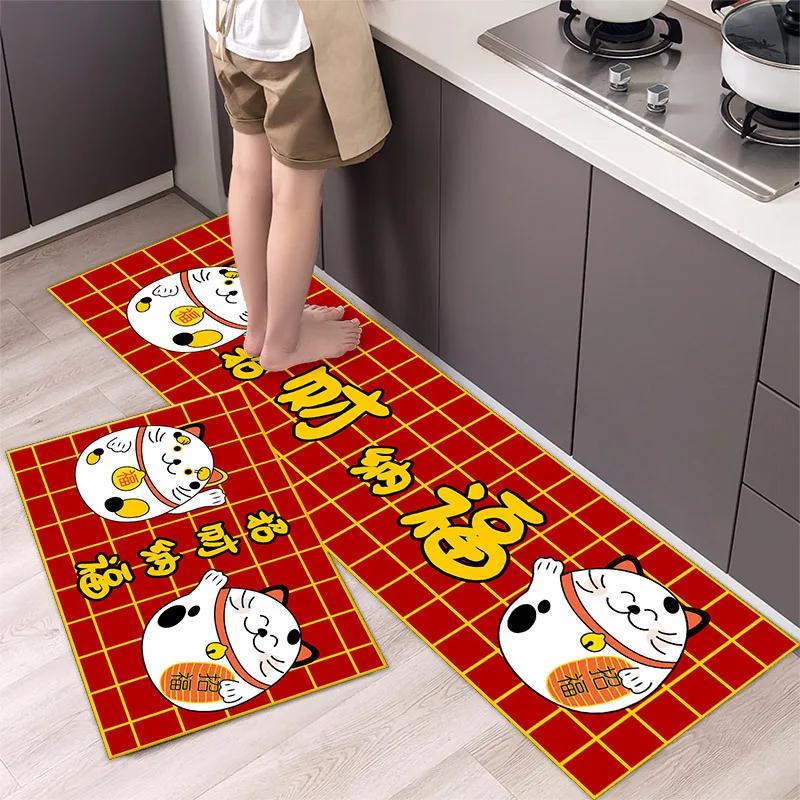 Simple Flower Kitchen Mat Bedroom Bedside Mat Entrance Door Mats Kitchen Mats for Floor Absorbant Waterproof Bathroom Carpet