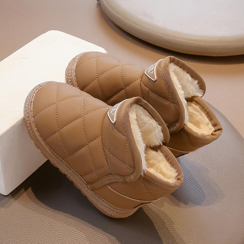 Fashion solid color children's snow cotton 2025 winter explosion baby girl warm short boots thickened boys cotton boots