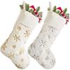 Furry White Christmas Stocking Sequined Santa Gift Pocket Xmas Tree Sock Pendant  Fireplace