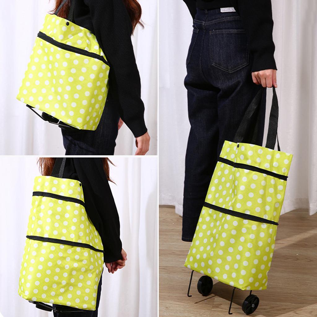 Foldable Trolley Bags, Shopping Trolley Shopping Bag With Wheels, 2 In 1 Folding Shopping Trolley For Home Supermarket Bag