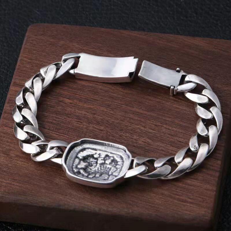 New Retro Bracelet Men's Auspicious Beast Unicorn Buckle Wide Version Atmospheric Jewelry Accessories