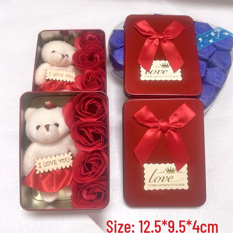 Valentine's Day Heart-Shaped Rose Soap Flower Gift Box for Girlfriend - Creative Souvenir