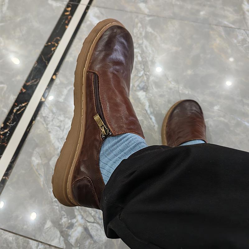 

Cow Leather Shoes Men Loafers Flat Non-slip Soft Comfortable Mens Casual Driving Shoes Cowhide Fashion Brand Male Footwear Plus Size 45 45 коричневий