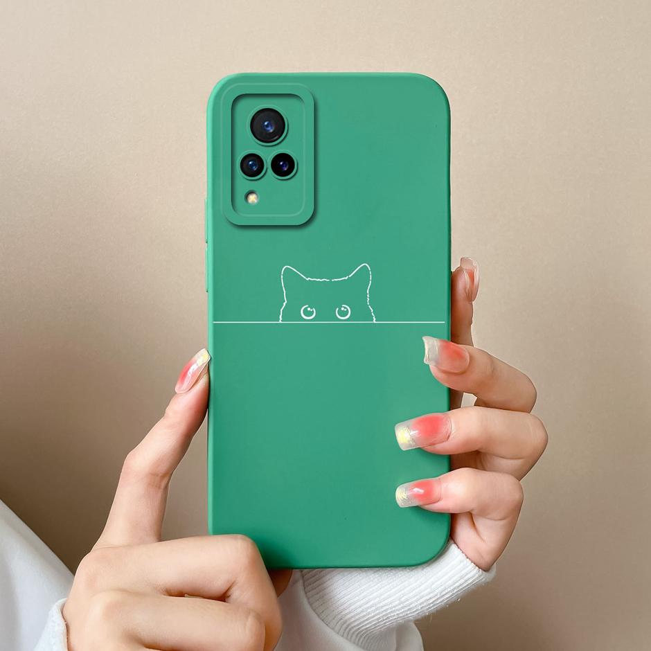Phone Case For VIVO V21 4G 5G Cute Sweet Girls Cartoons High-quality Liquid Silicone Coque For VIVO V21 4G 5G New Design Funda