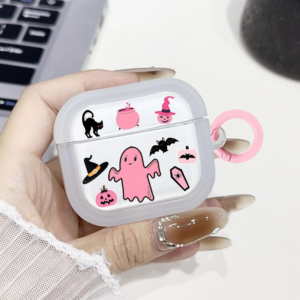 Cute Pink Halloween Ghost for AirPods 1 /1 Generation Pro1 Apple Earphone Protective Case 1st Generation Photo Frame