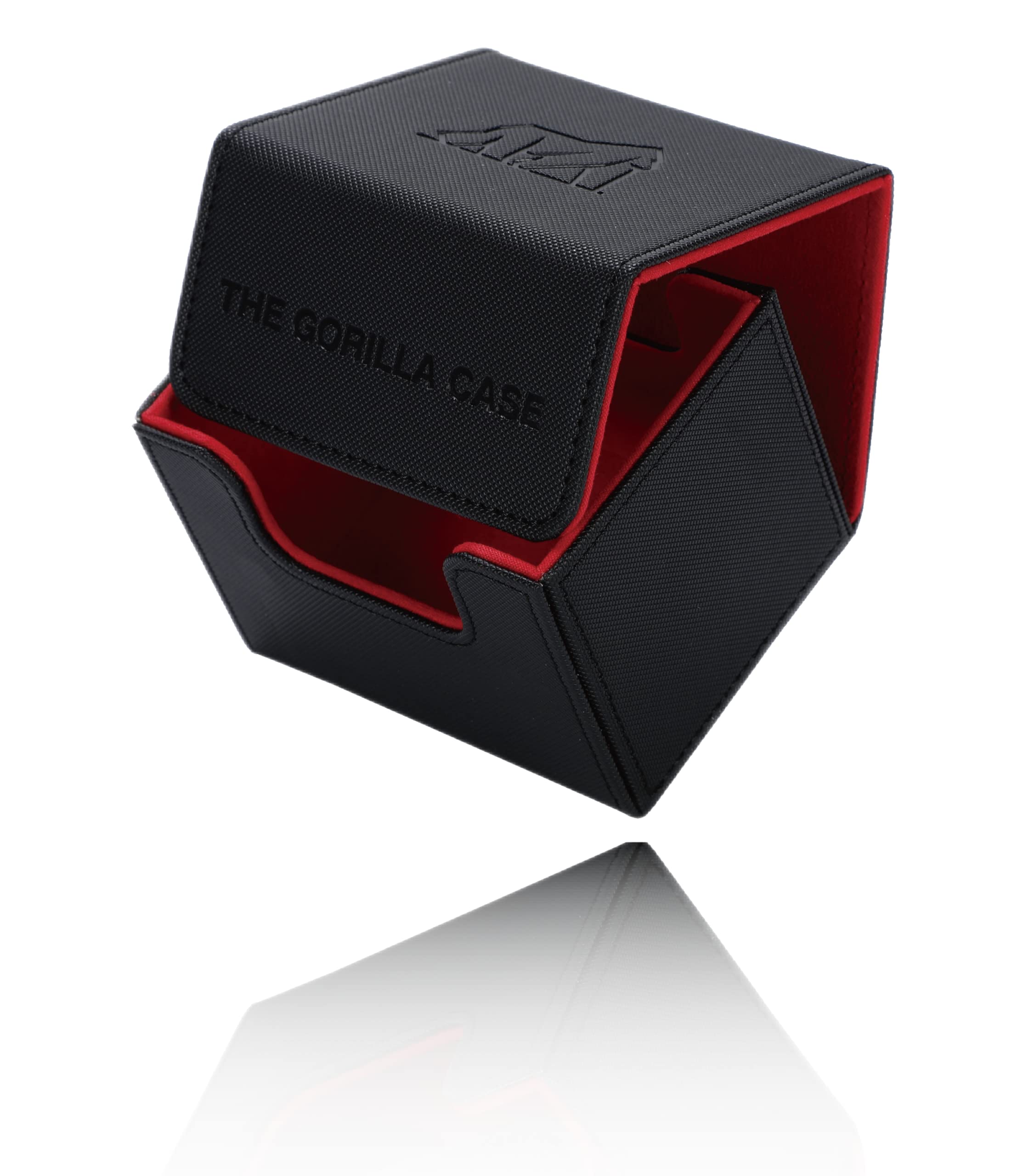 THE GORILLA CASE Колода Торговых Карт ПУ Магнитный Горизонтальной Загрузки x Кейс, Кейс, Кожа, Застежка, (Черный Красный)