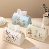 Dustproof Napkin Holder Environmental PU Leather Foldable Tissue Box Home Office Desktop Accessories Storage Tissue Box