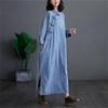 ZHENGTU Cheongsam Denim Long Sleeve Tunic Maxi Dress with Chinese Sizes Women's Dress, Dress, Ethnic, Figure-Flattering, Slit, Style, Retro,