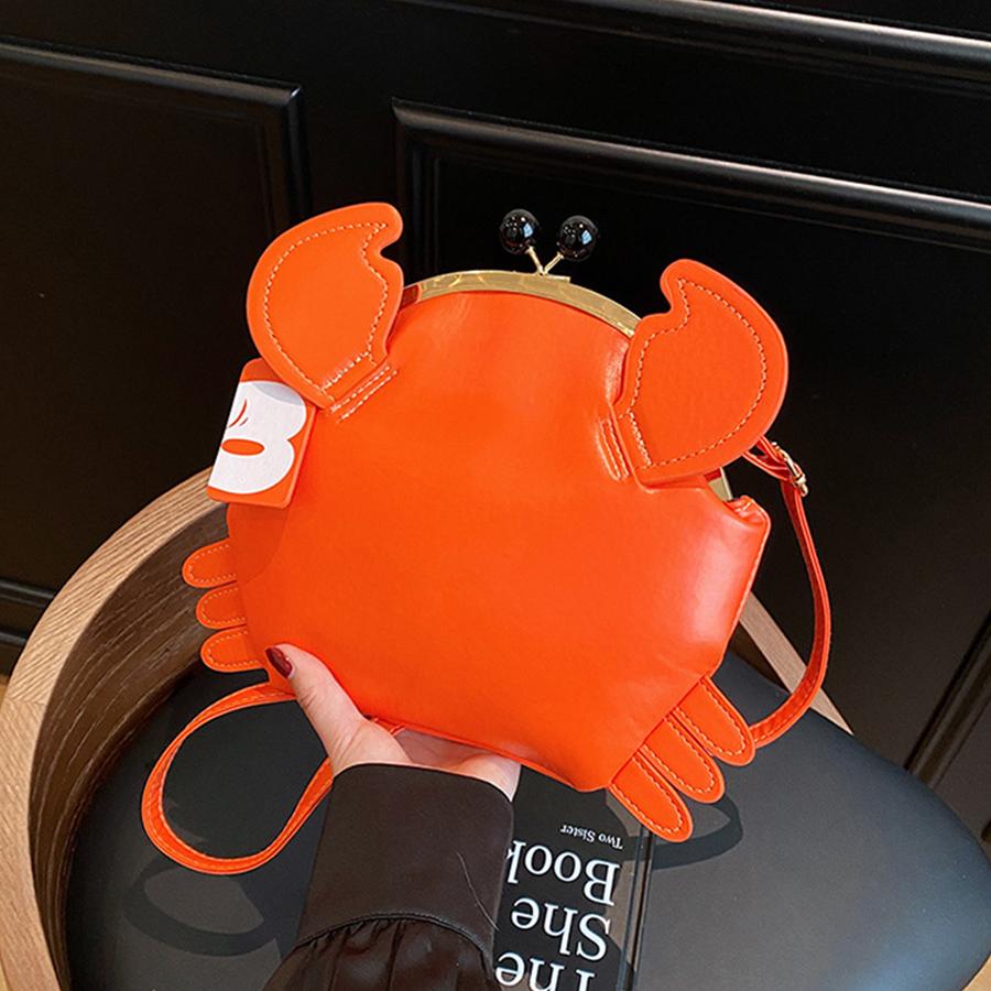 Cartoon Crab Shape Handbag with Crab Coin Purse Crossbody Bag Crayfish Shells Clip Purse Detachable Shoulder Bag Women's Satchel