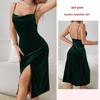 Fiyun Elegant Velvet Nightgown with Sexy Slit and Backless Design - European & American Style Home Set 651