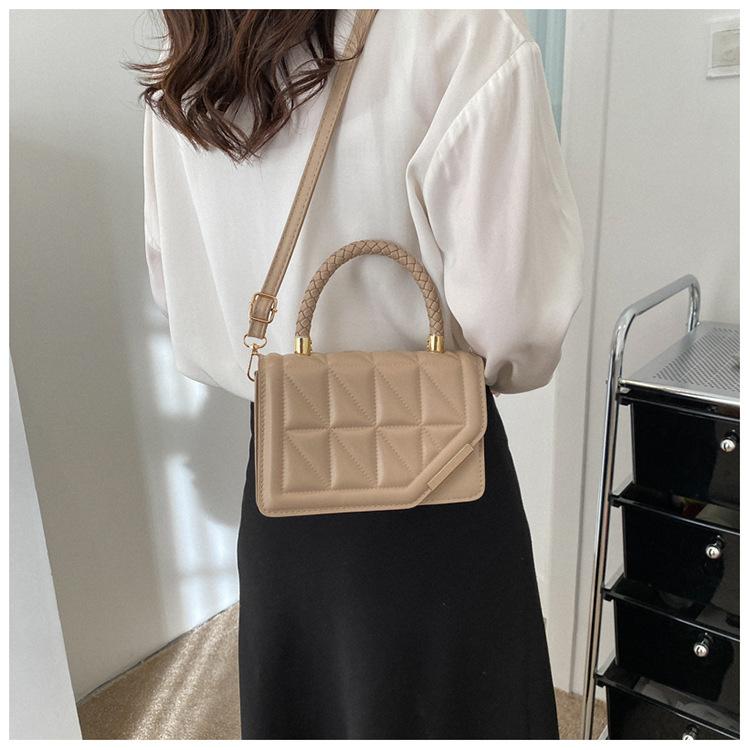 New Fashion Rhombus Quilted Faux Leather Shoulder Bag for Women Korean Style Chain Crossbody Square Purse