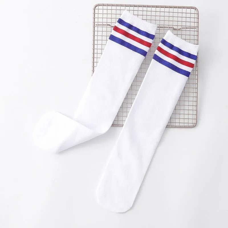 Children's Mid-Calf Socks: Cotton Striped for Girls, Boys' Sports Style, Thick for Autumn/Winter