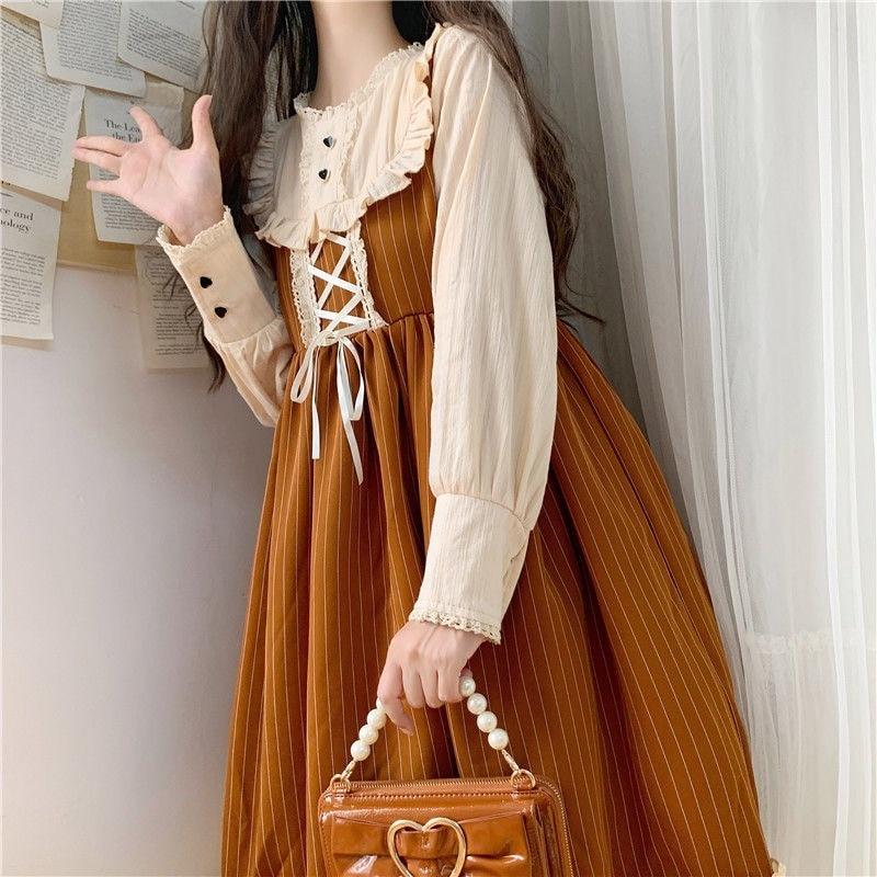 brown dress cute Corduroy Teddy Overall Dress Brown / S main image 1