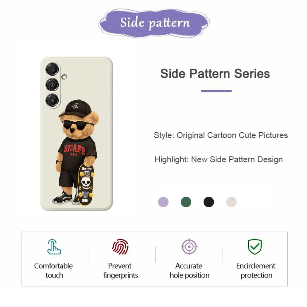 For Samsung Galaxy A16 5G/4G Case Cool Bear Pattern Printing Straight Edge TPU Phone Back Cover