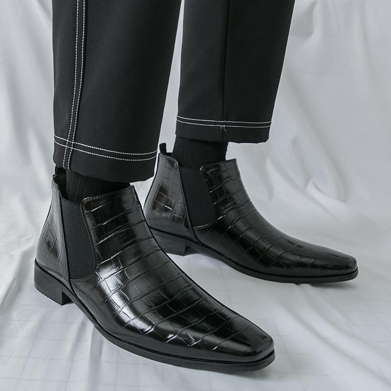 Fashion High-quality Men's Pointed Business Casual Short Boots Fashion Brand Men's Autumn New Style Comfortable Chelsea Leather Shoes