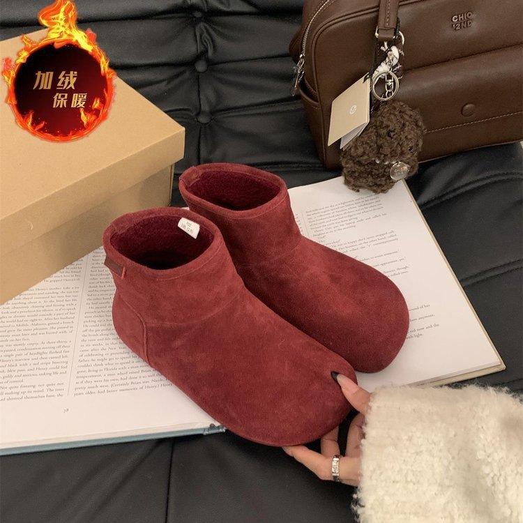 Retro muffin thick-soled Martin boots autumn and winter new small velvet thin British style short boots