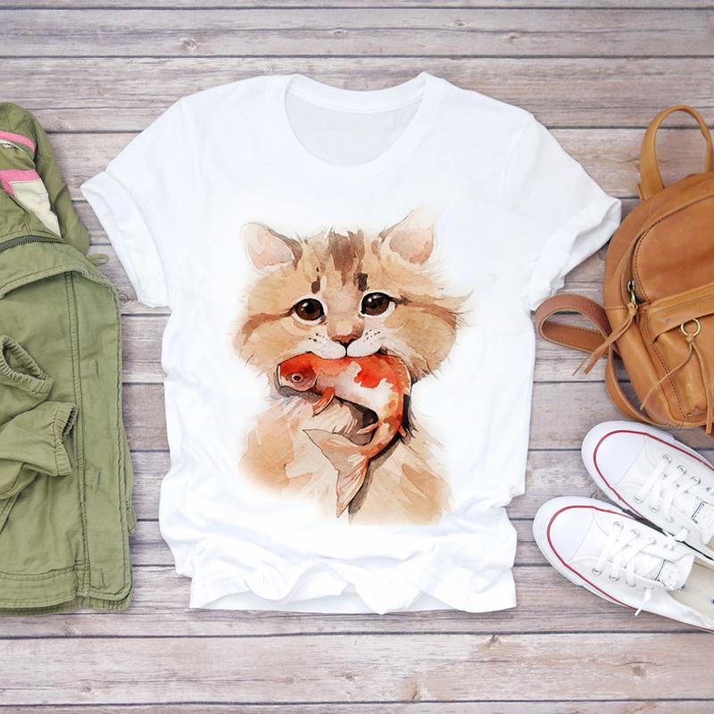 

Женская летняя футболка с принтом маленьких животных в стиле ретро, с коротким рукавом, повседневная, с принтом, топы M оранжевый