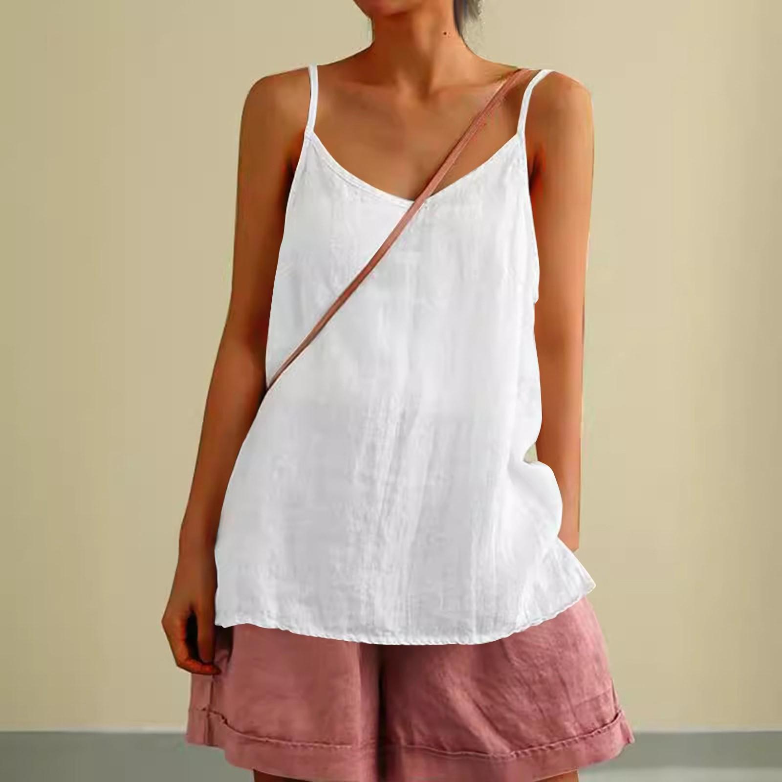 

Женский однотонный топ из хлопка и льна, свободный, без рукавов, универсальный, с подкладкой M