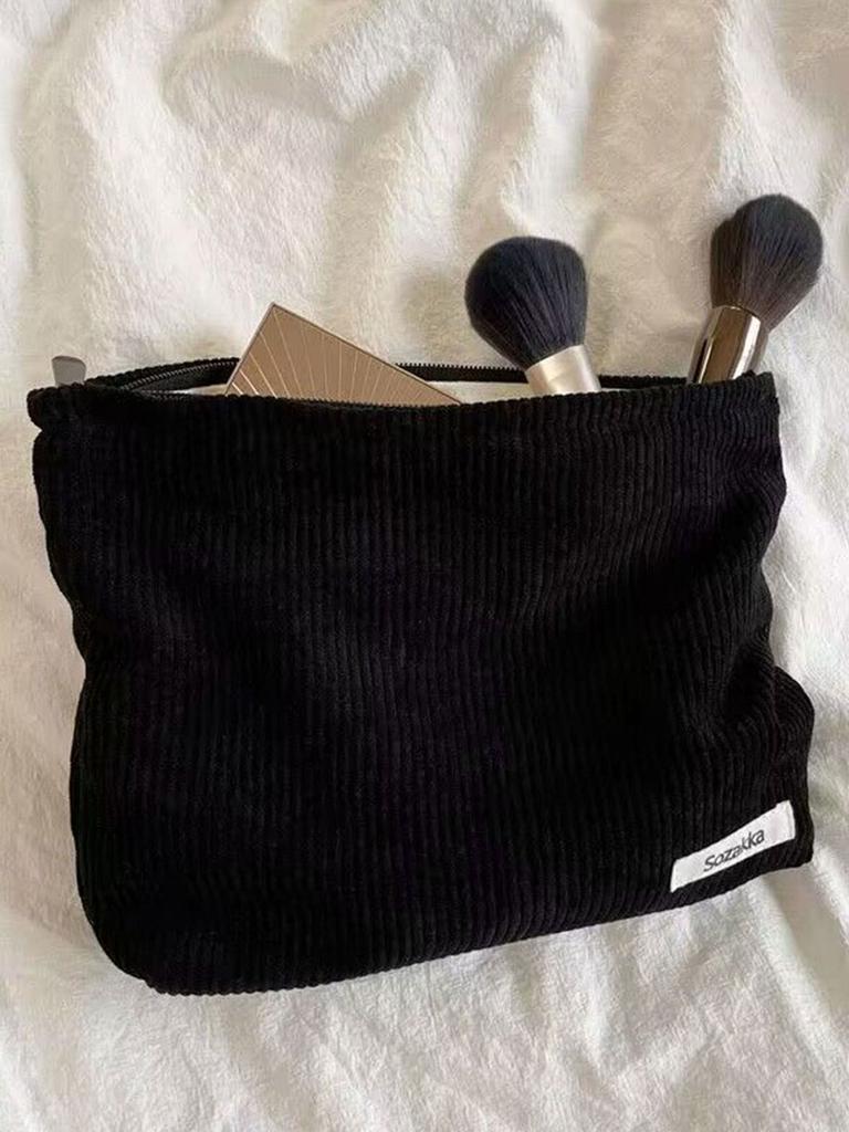 Large Capacity Corduroy Cosmetic Bag Raspberry Pink, Multiple Purpose Storage Bag