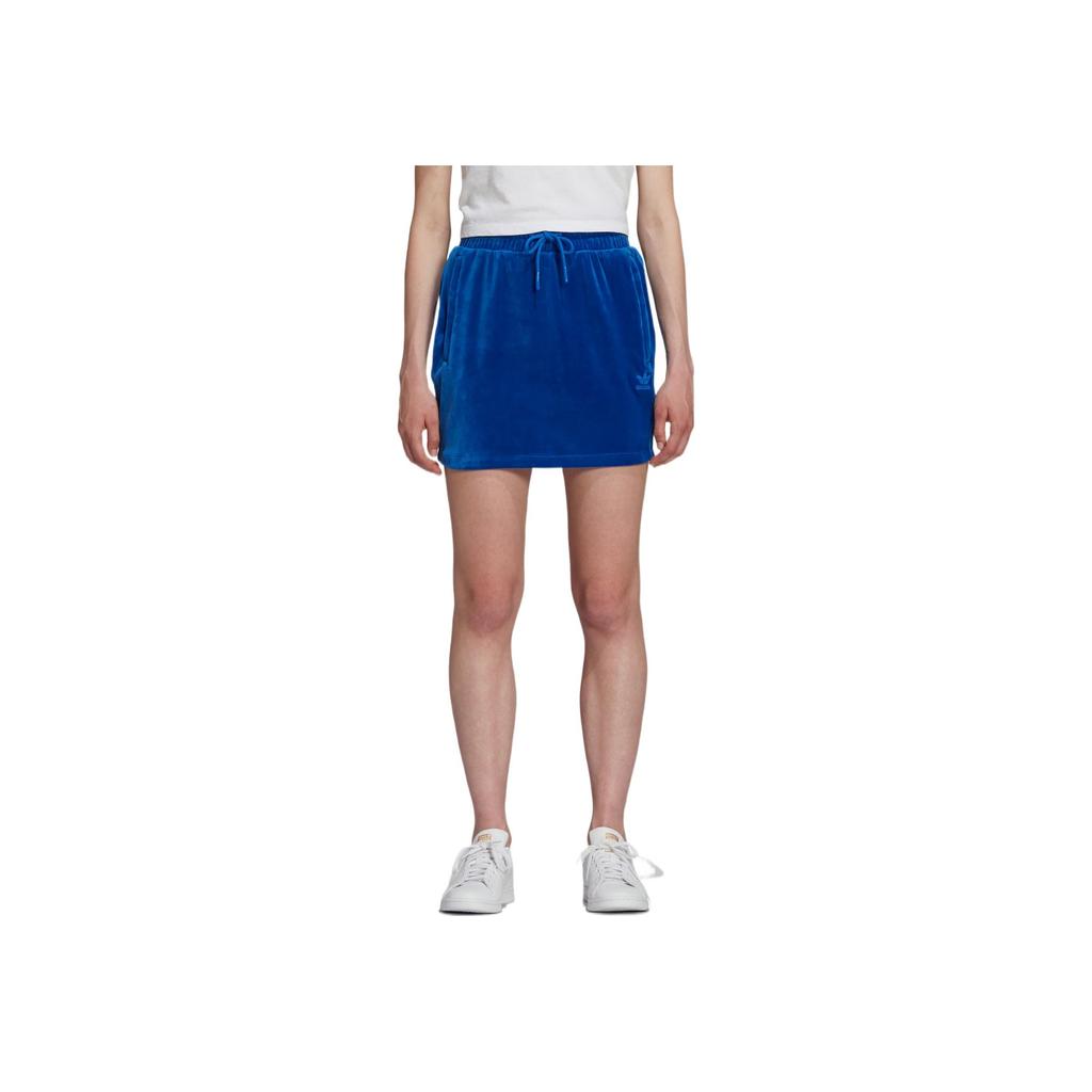 Adidas Originals X Jeremy Scott Collaboration Solid Color Elastic Waist Drawstring Comfortable Casual Skirt Women Skirts Blue H53362
