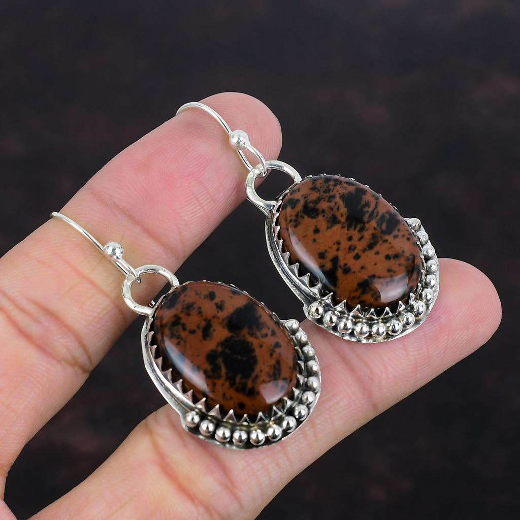Mahogany Obsidian Earrings Gemstone Jewelry Handmade Earrings 925 Sterling Silver Earring Amazing Drop Earring Gifts For Her Silver Jewelry