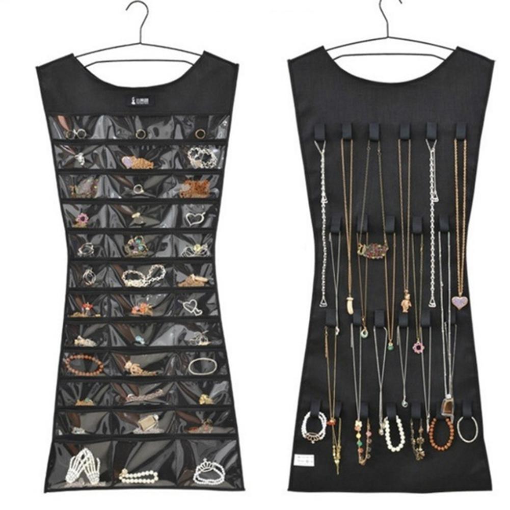 30 Pocket 24 Hanging Loop Storage Bag Jewelry Holder Necklace Bracelet Earring Ring Organizer Jewelry Bag 83*45cm