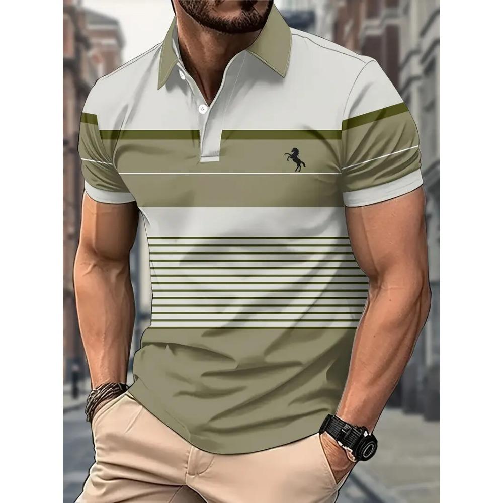 Летняя новая мужская рубашка-поло повседневная с коротким рукавом S