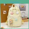 Nylon School Backpack For Kids With Solid Color And Letter Print Design For School Use