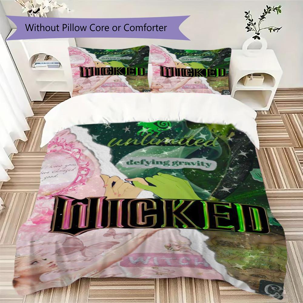 WICKED Pattern Bedding,Quilt Set Quilt Cover Pillowcase Home Birthday Gift(1 * Duvet Cover + 2 * Pillowcase, Without Core)_lx