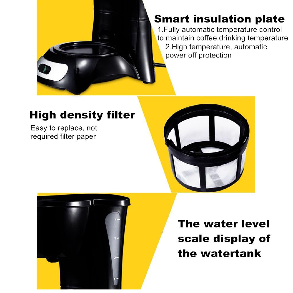220V Drip Commercial American Coffee Machine Electric Coffee Maker Automatic Insulation Pot Small
